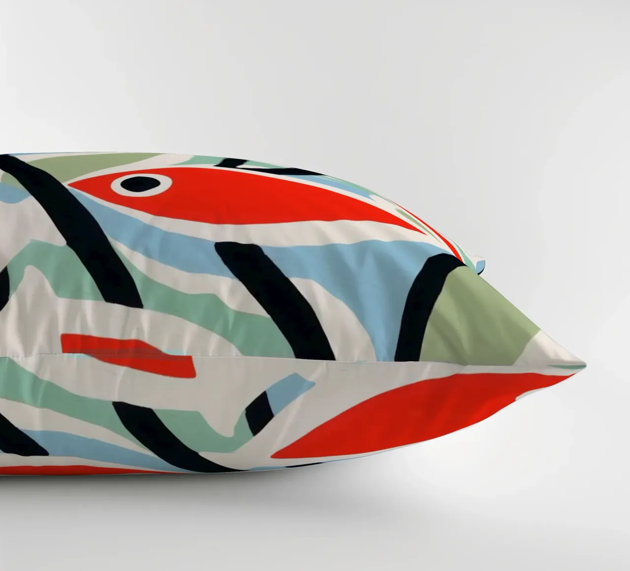 Small Red Fish | Mediterranean Maritime Pattern decorative cushion by Autofocus