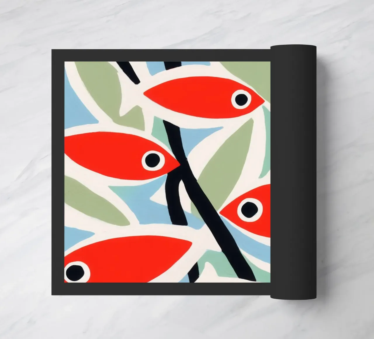 Small Red Fish | Mediterranean Maritime Pattern doormat by Autofocus
