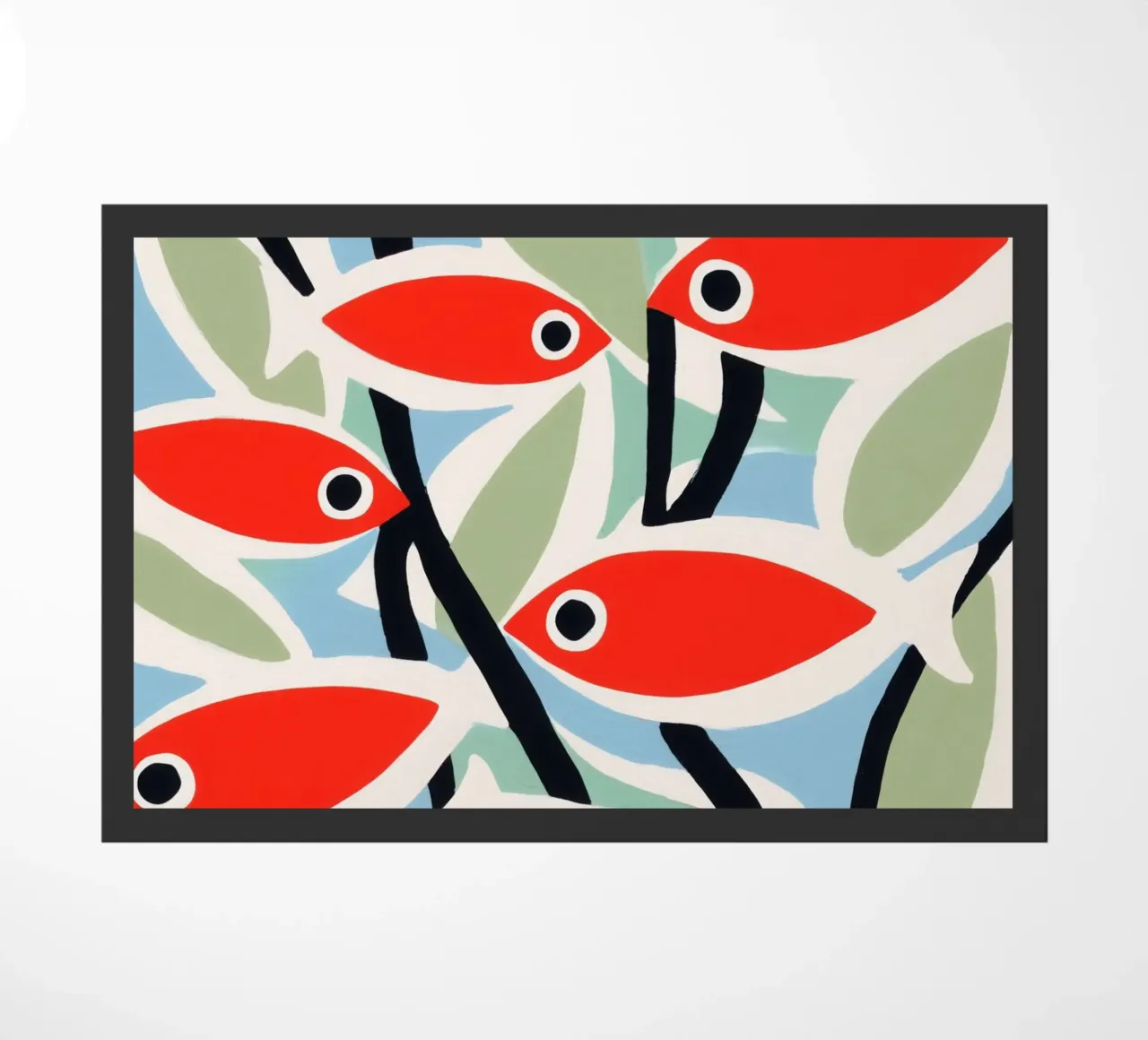 Small Red Fish | Mediterranean Maritime Pattern doormat by Autofocus