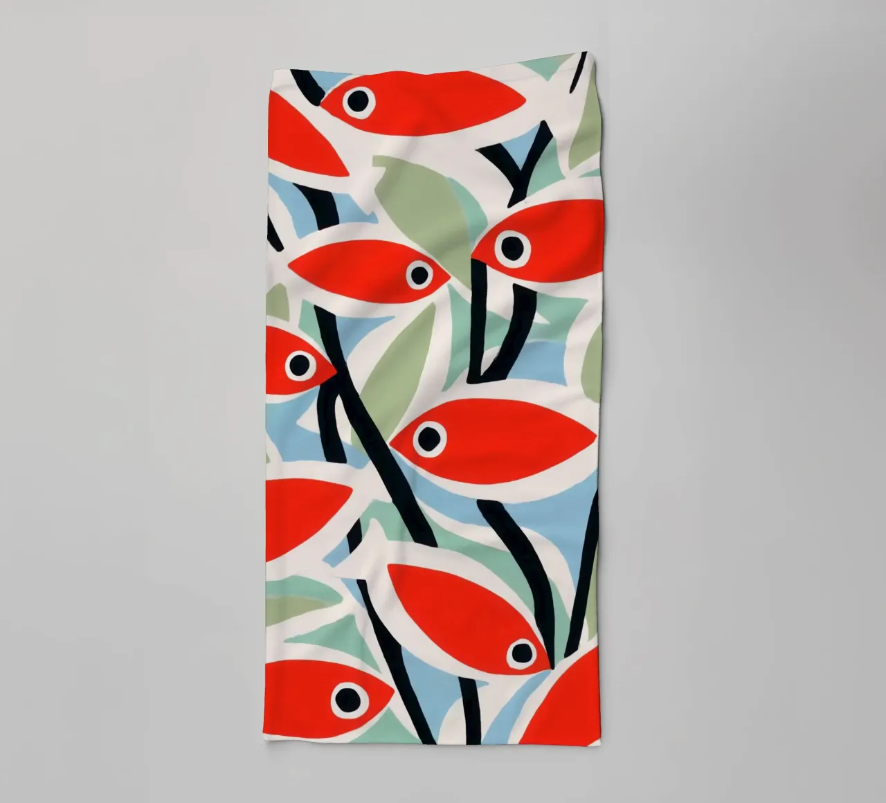 Small Red Fish | Mediterranean Maritime Pattern towel by Autofocus