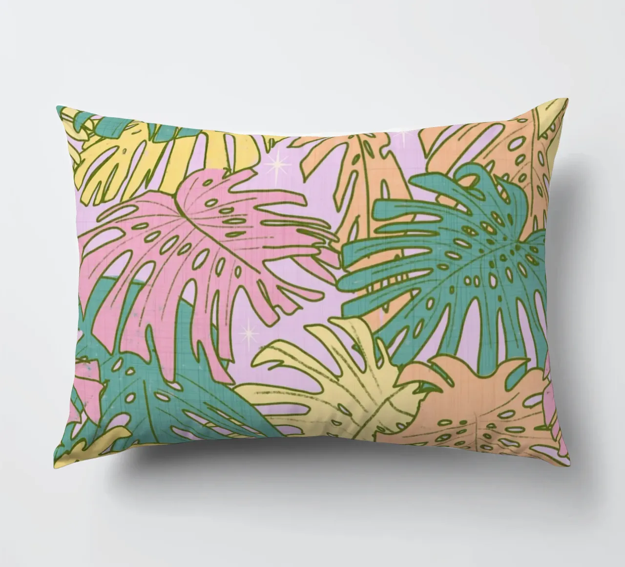 Pastel Tropical Monstera - Palm Springs Retro Lilac cuscino da susanacosta