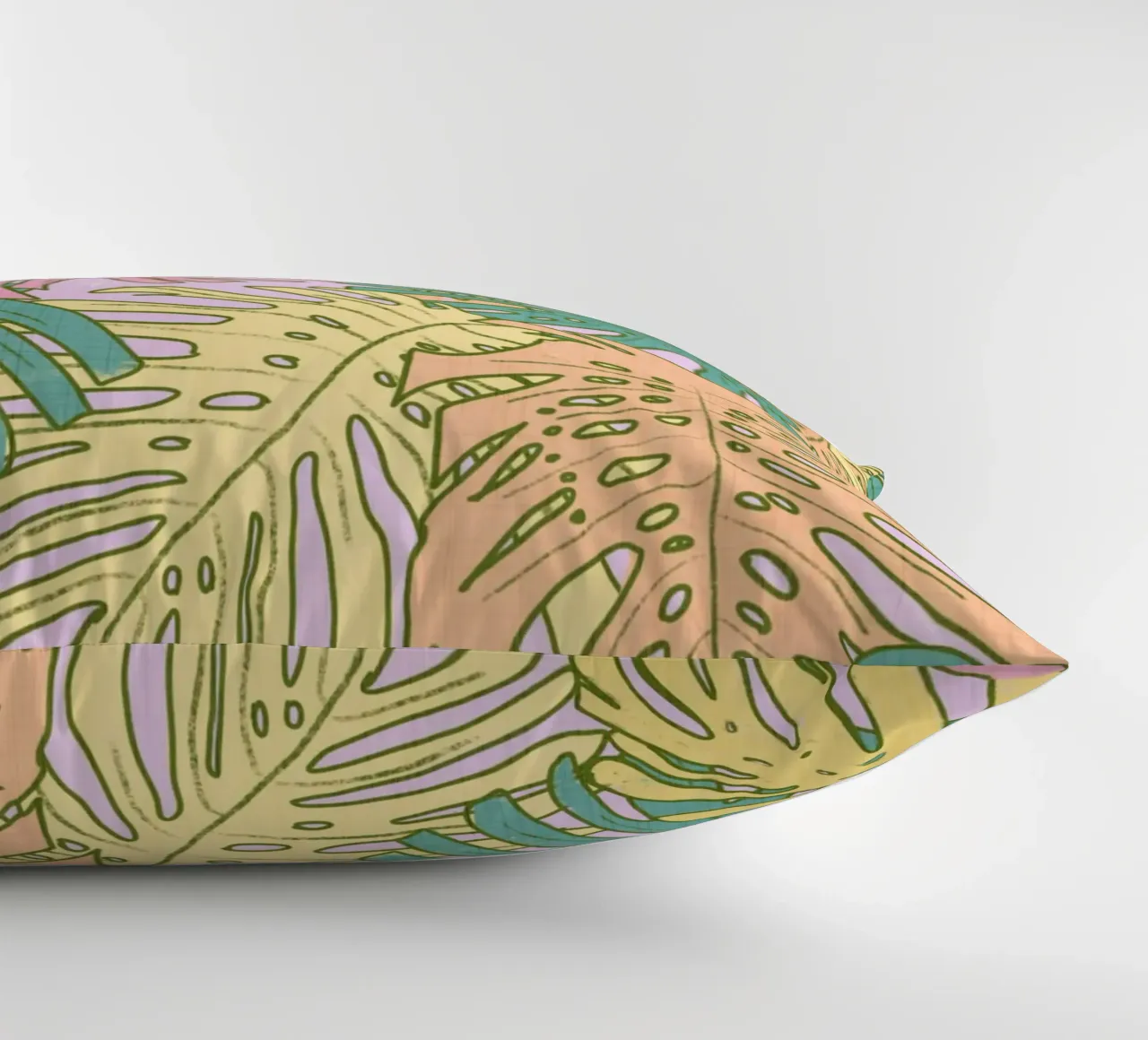 Pastel Tropical Monstera - Palm Springs Retro Lilac cuscino da susanacosta
