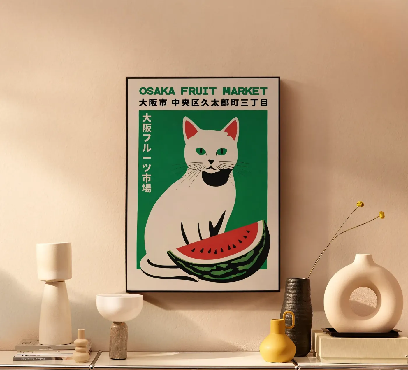 cat watermelon Acryl-Glas von John C Labut