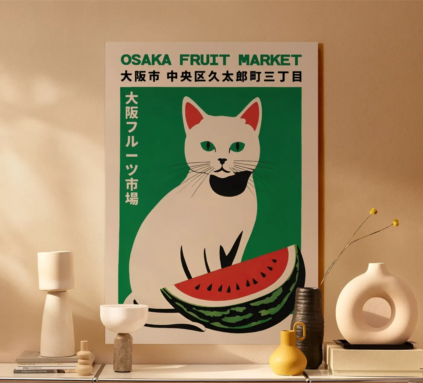 cat watermelon Acryl-Glas von John C Labut