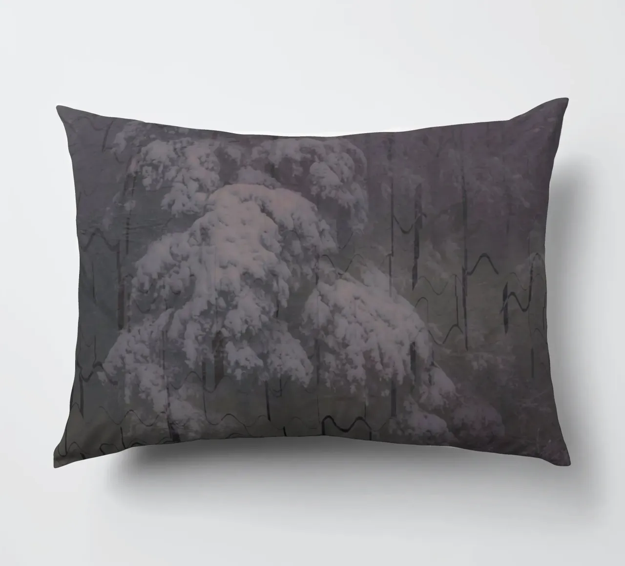 Un albero in inverno su uno sfondo geometrico cuscino da Something for you