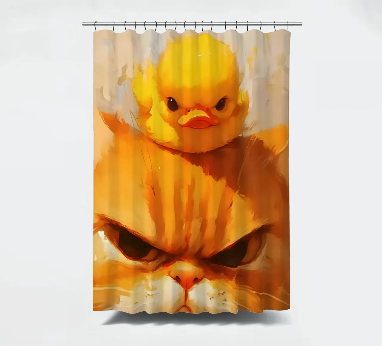 chat caneton animaux chat orange caneton jaune grands yeux rideau de douche de Ashish Kashyap