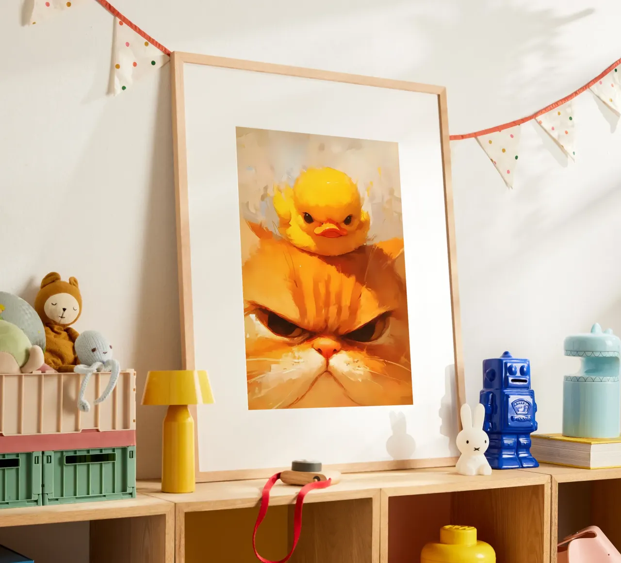 chat caneton animaux chat orange caneton jaune grands yeux poster de Ashish Kashyap