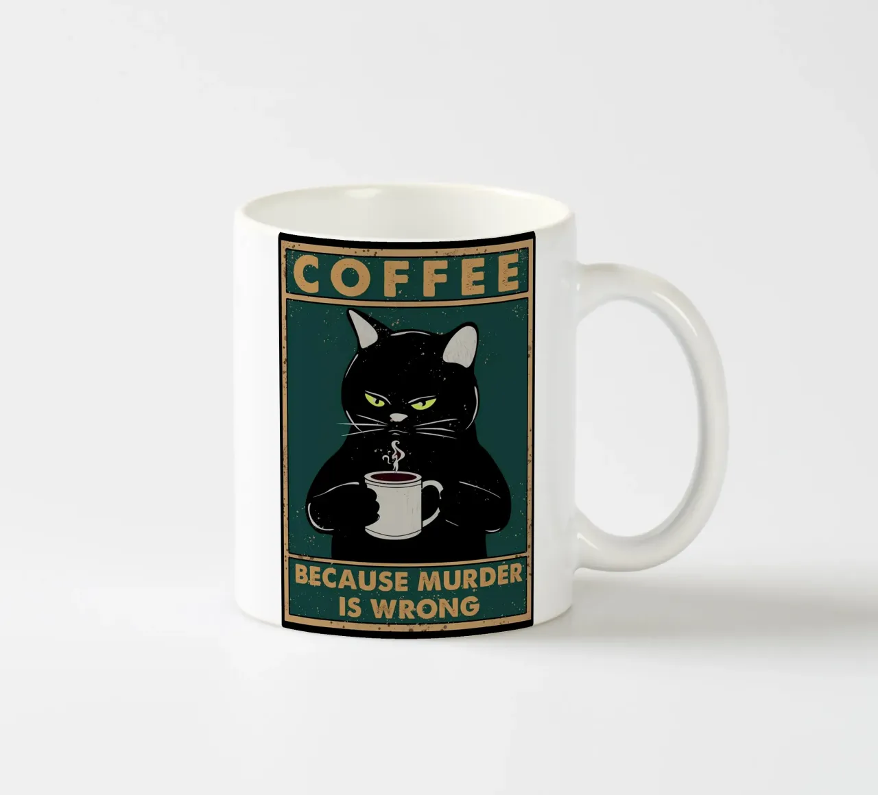 tazza da caffè gatto occhi di vapore testo baffi di gatto nero tazza in ceramica da Ashish Kashyap