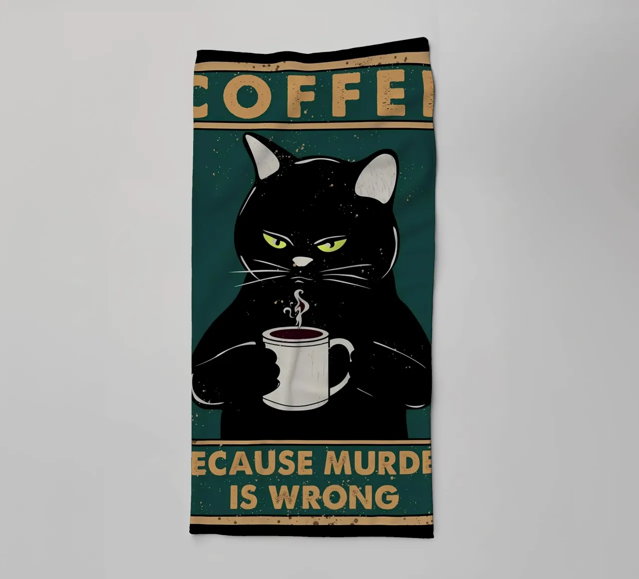tazza da caffè gatto occhi di vapore testo baffi di gatto nero asciugamano da bagno da Ashish Kashyap