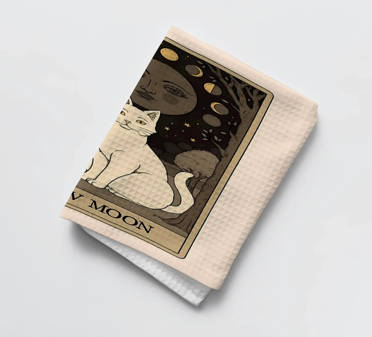 chat phases de la lune arbres forêt étoiles nuit visage torchon de Ashish Kashyap