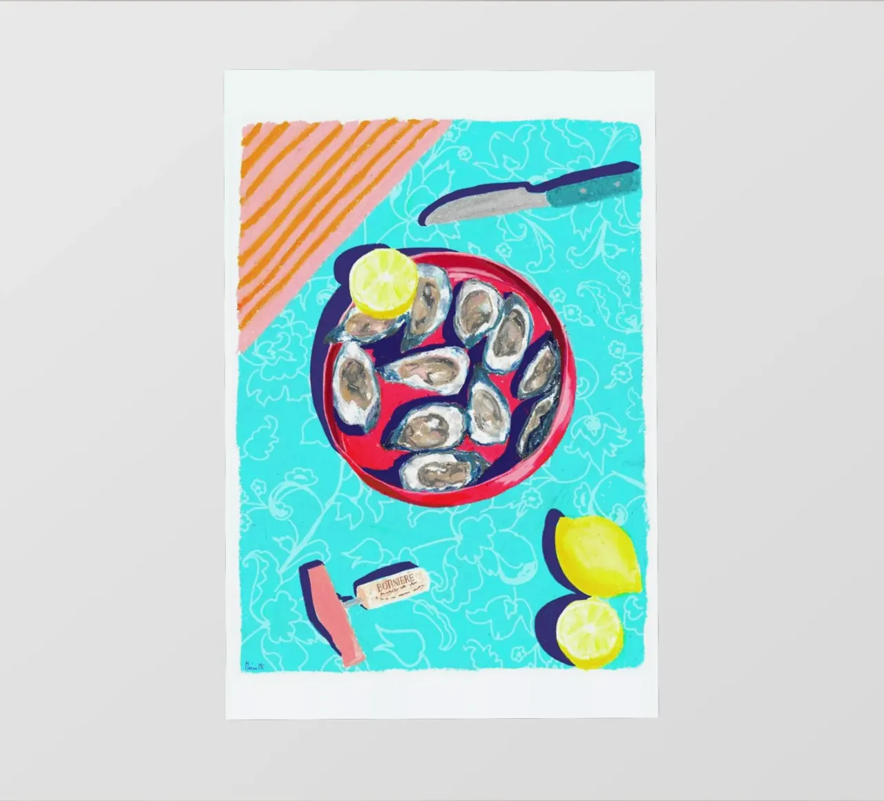 Eating Oysters By The Sea telo in pvc da Berserk Prints by Maria M.C.