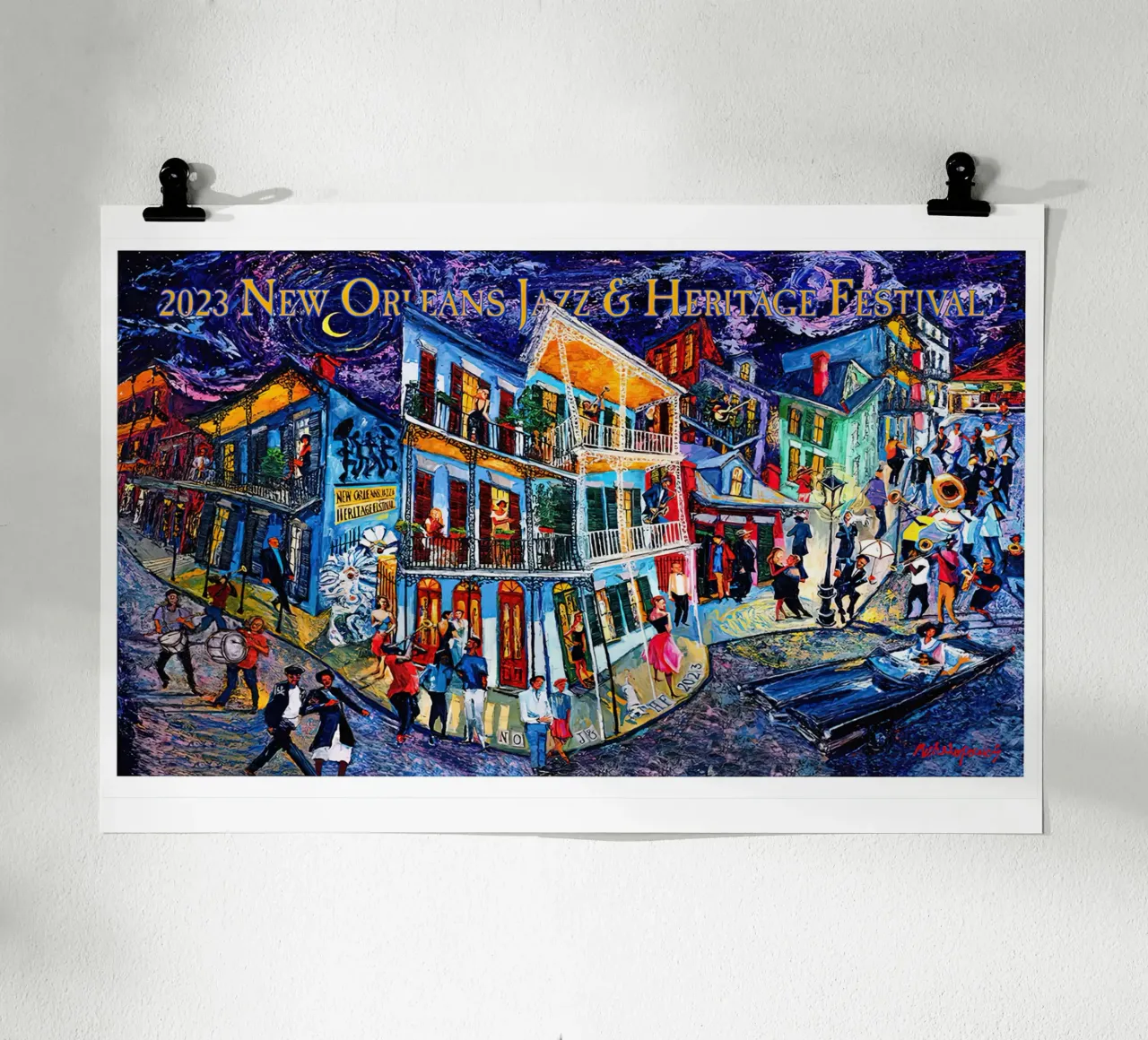 2023 New Orleans Jazz poster con telaio in legno da Green