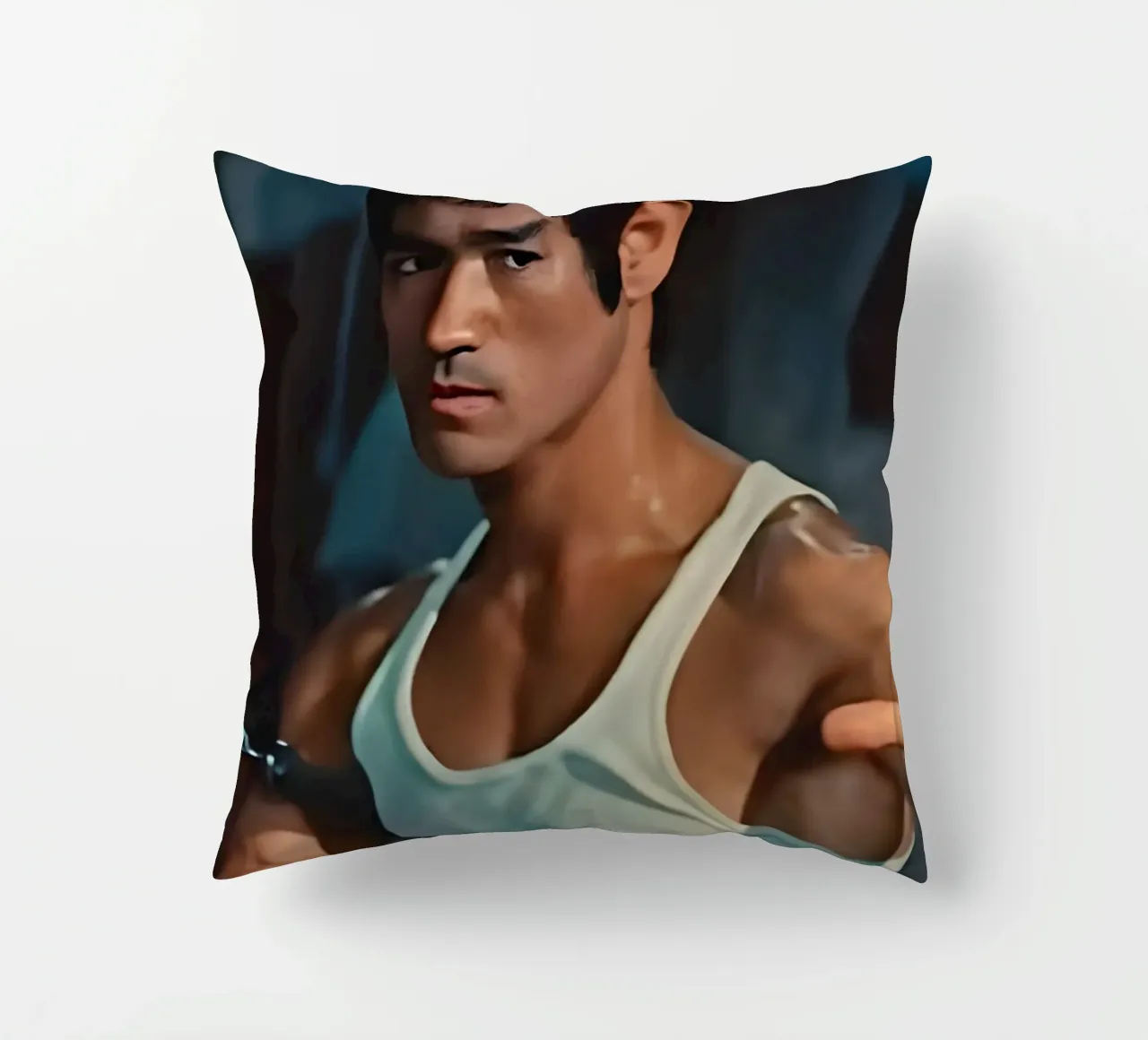 Bruce Lee decorative cushion by Low poly art