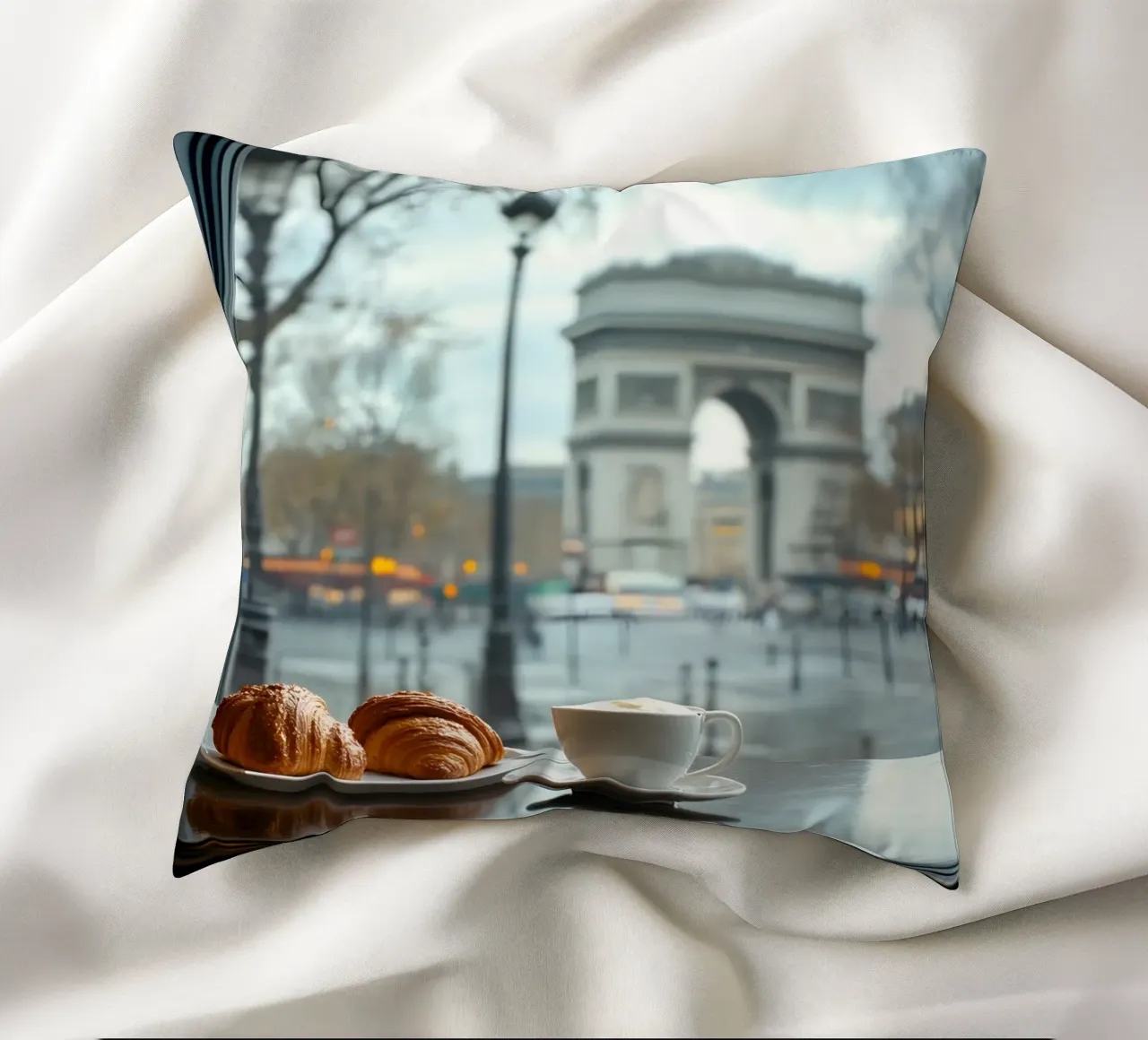 Colazione a Parigi cuscino da M-Ulrich-Digital Art