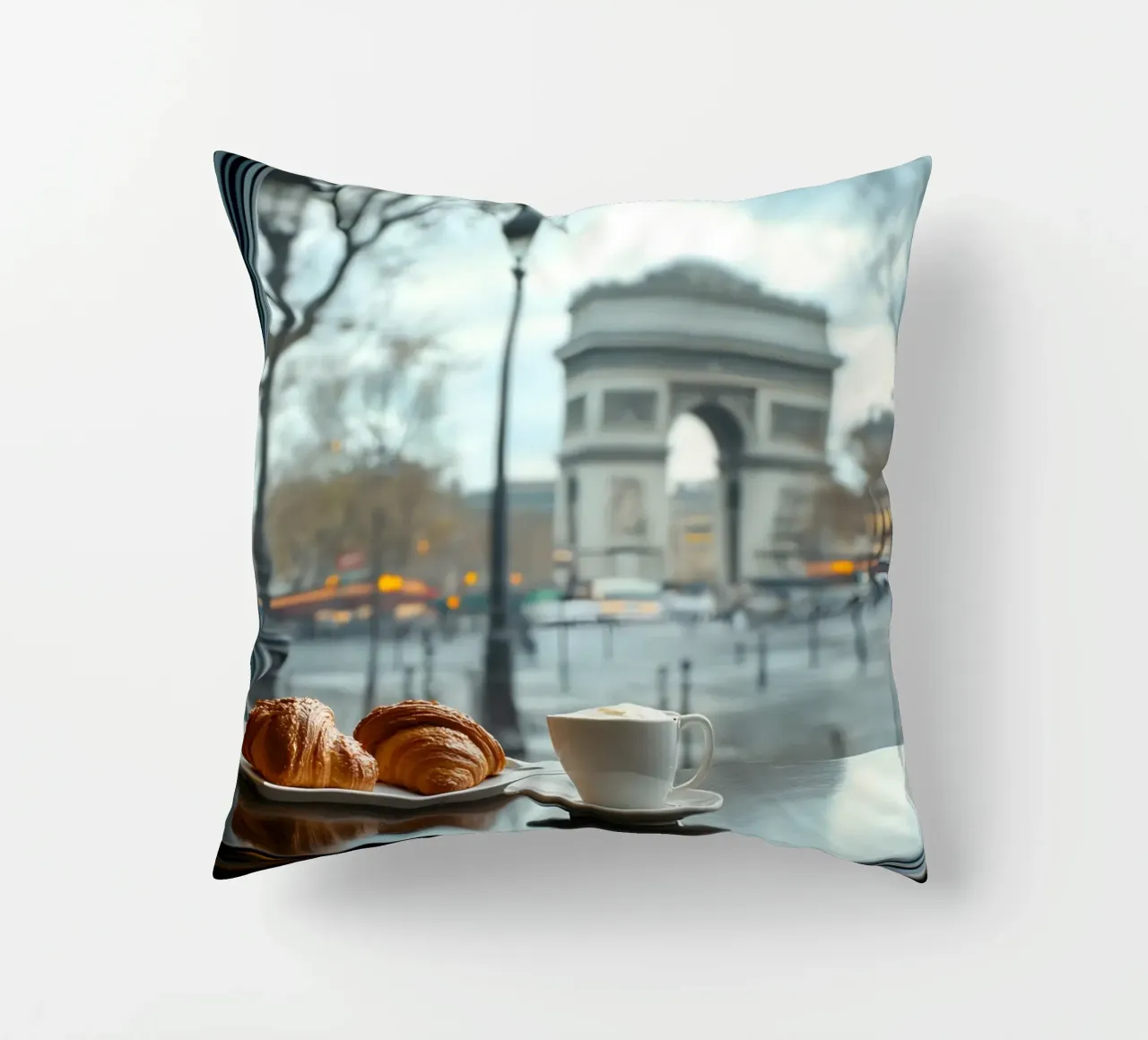 Colazione a Parigi cuscino da M-Ulrich-Digital Art