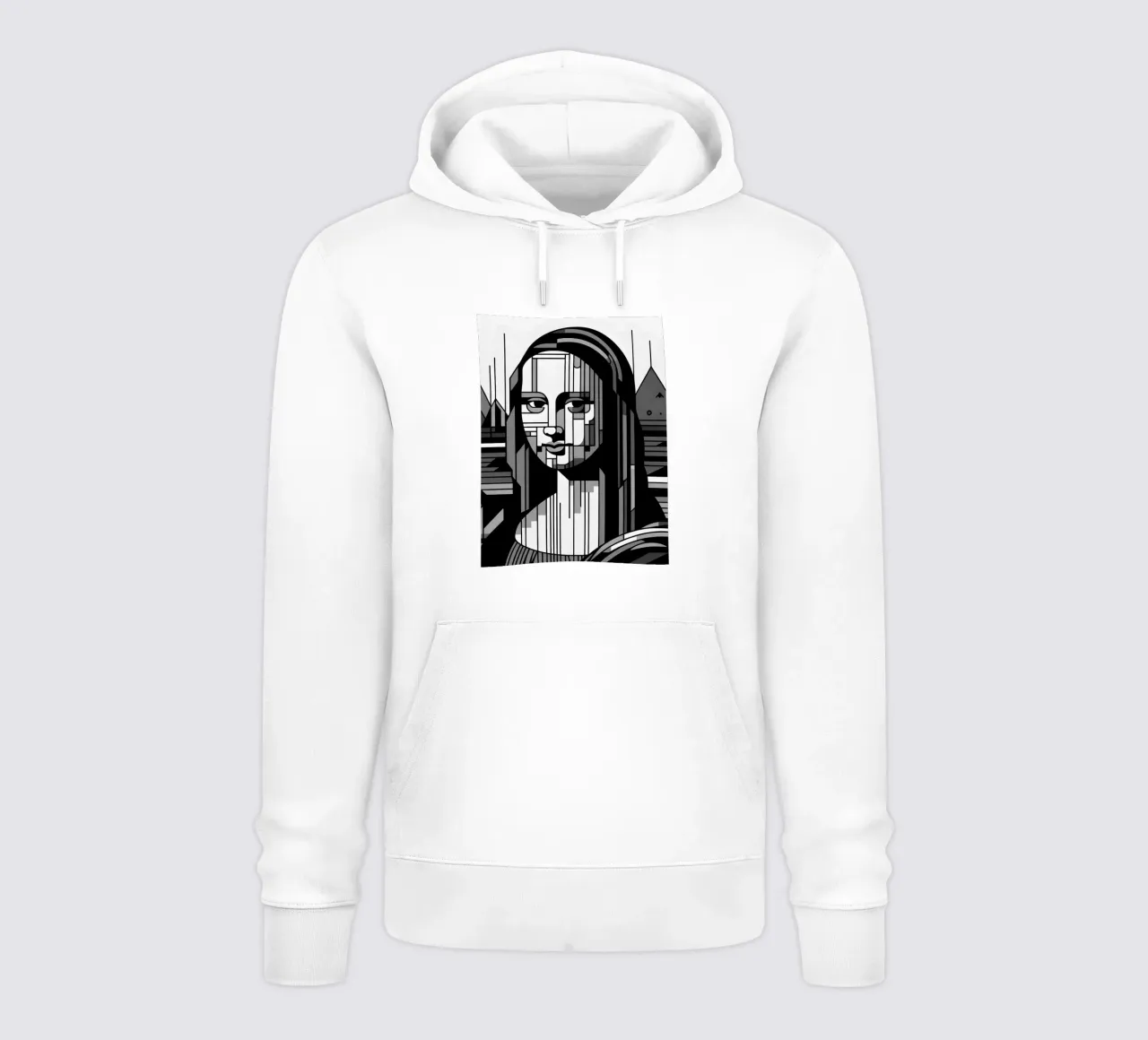 MONA LISA IN BIANCO E NERO STILE BAUHAUS felpa con cappuccio da ARTOMATIC