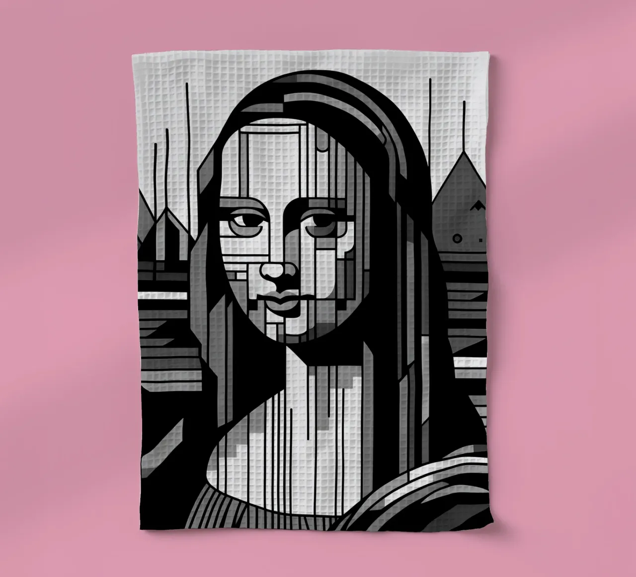MONA LISA IN BIANCO E NERO STILE BAUHAUS canovaccio da cucina da ARTOMATIC