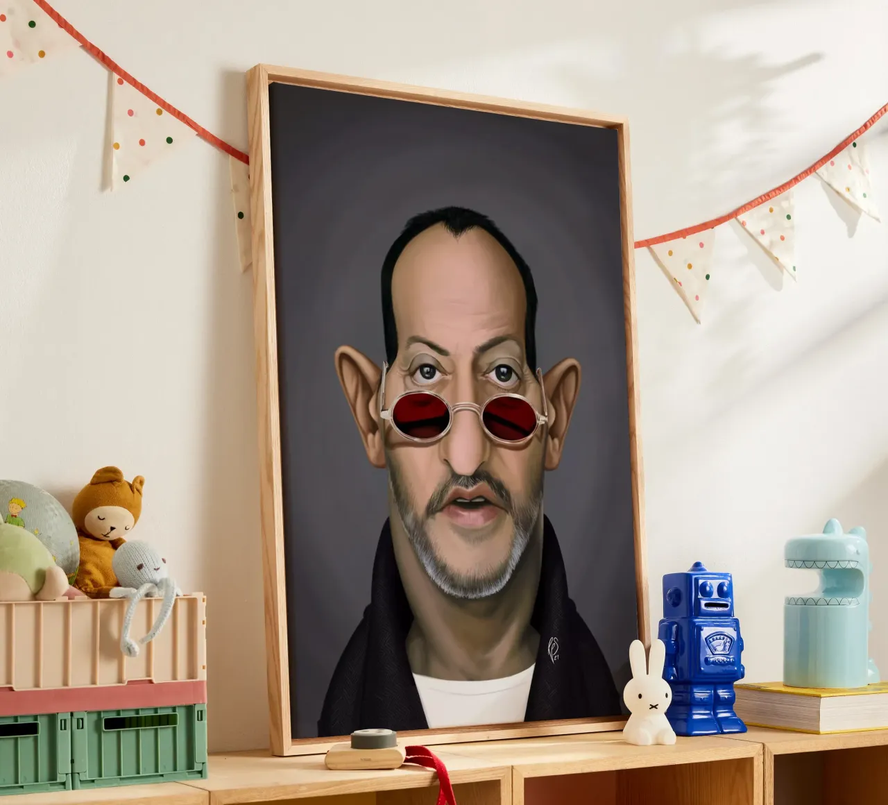 Jean Reno tela con Cornice a cassetta da Rob Art | Illustration