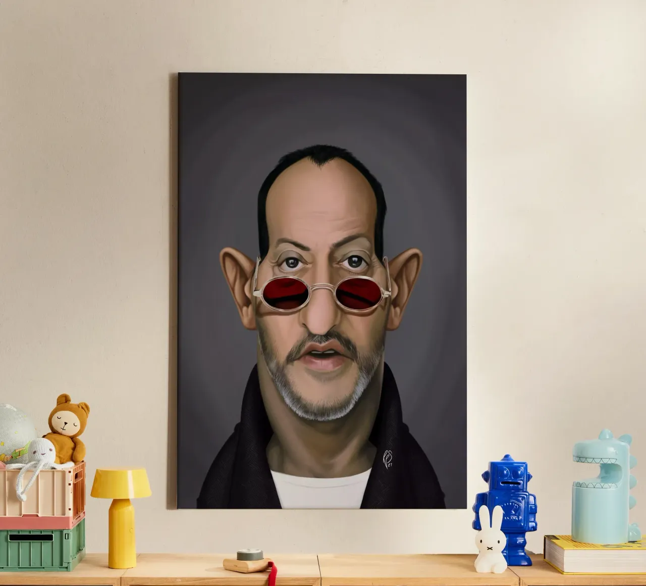Jean Reno tela con Cornice a cassetta da Rob Art | Illustration