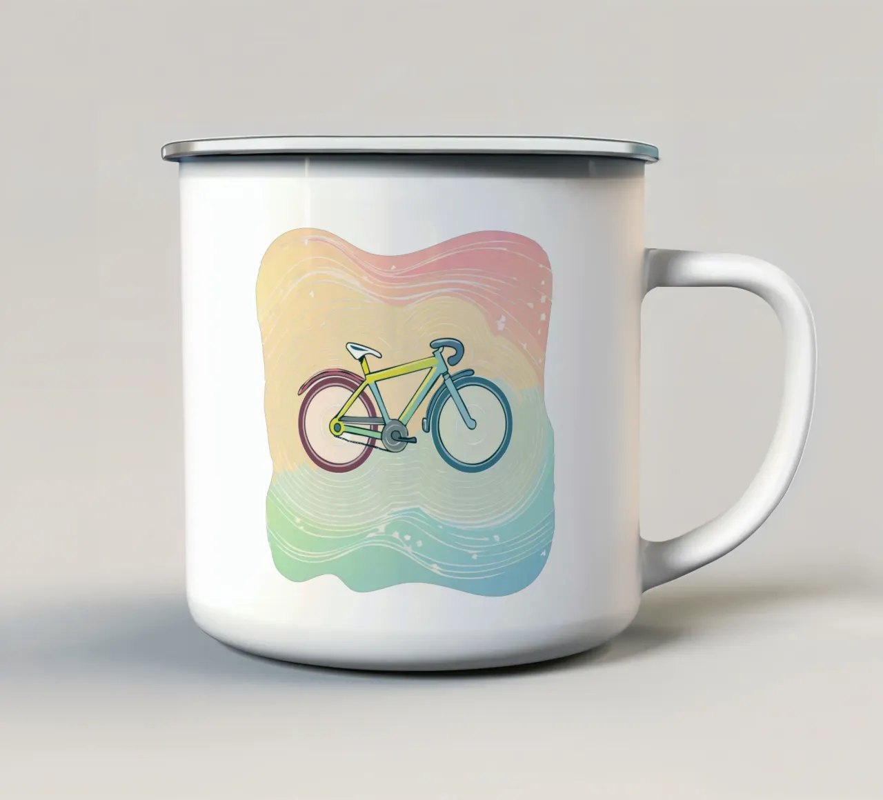 Design colorato della bicicletta da corsa per bambini - divertimento in bicicletta per i più piccoli tazza in smalto da Radkunstwerk
