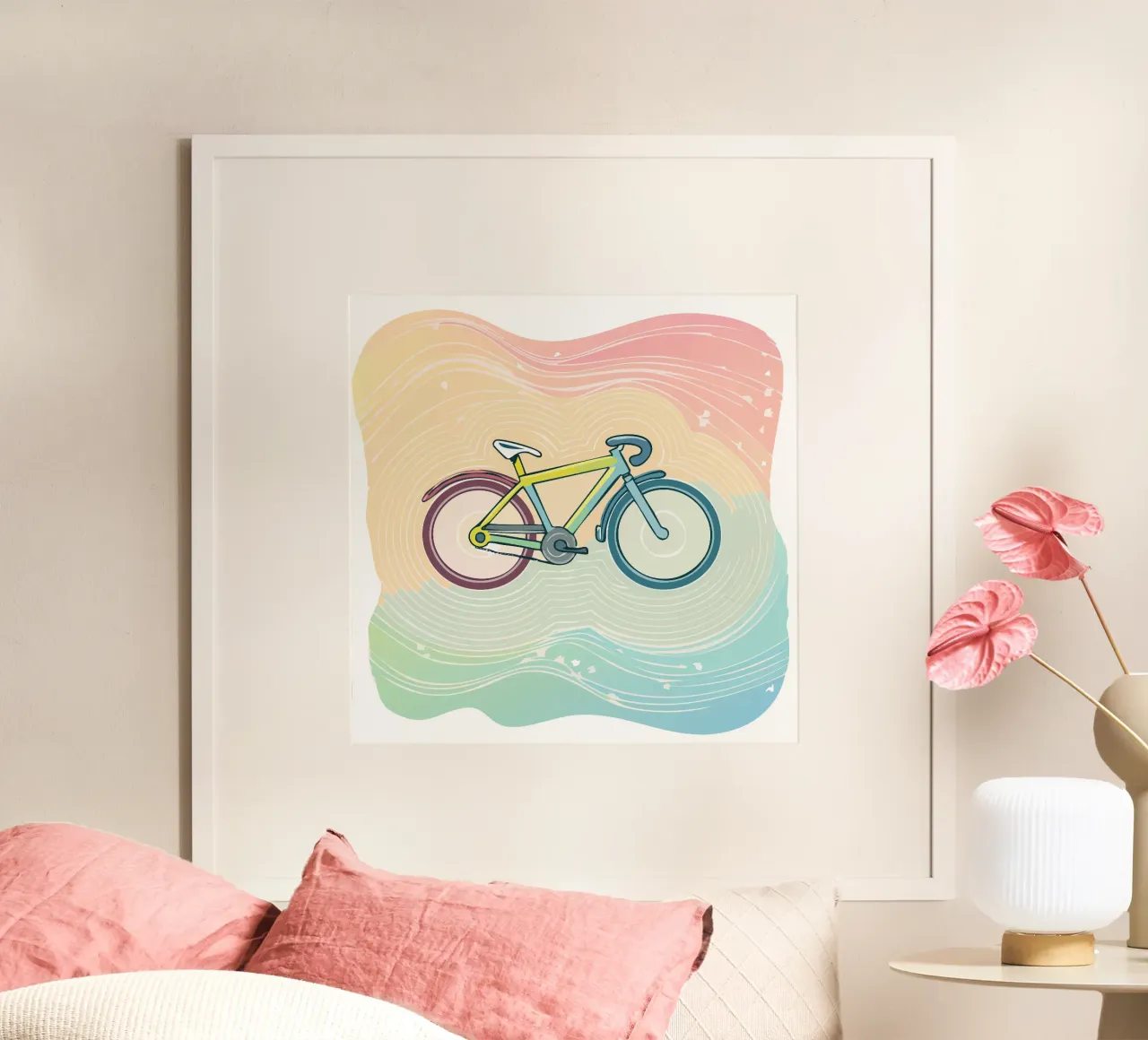 Design colorato della bicicletta da corsa per bambini - divertimento in bicicletta per i più piccoli poster con telaio in plastica da Radkunstwerk