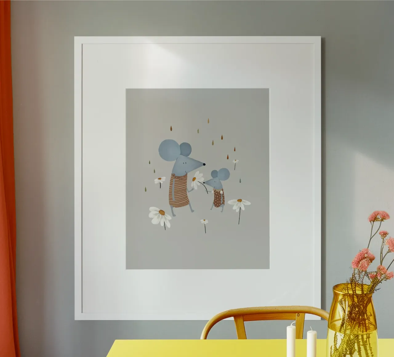 Arte da parete per bambini con amici topi stravaganti poster da Urchin Bay Art