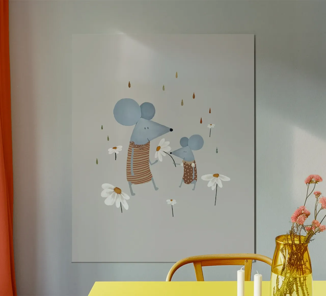 Arte da parete per bambini con amici topi stravaganti poster da Urchin Bay Art