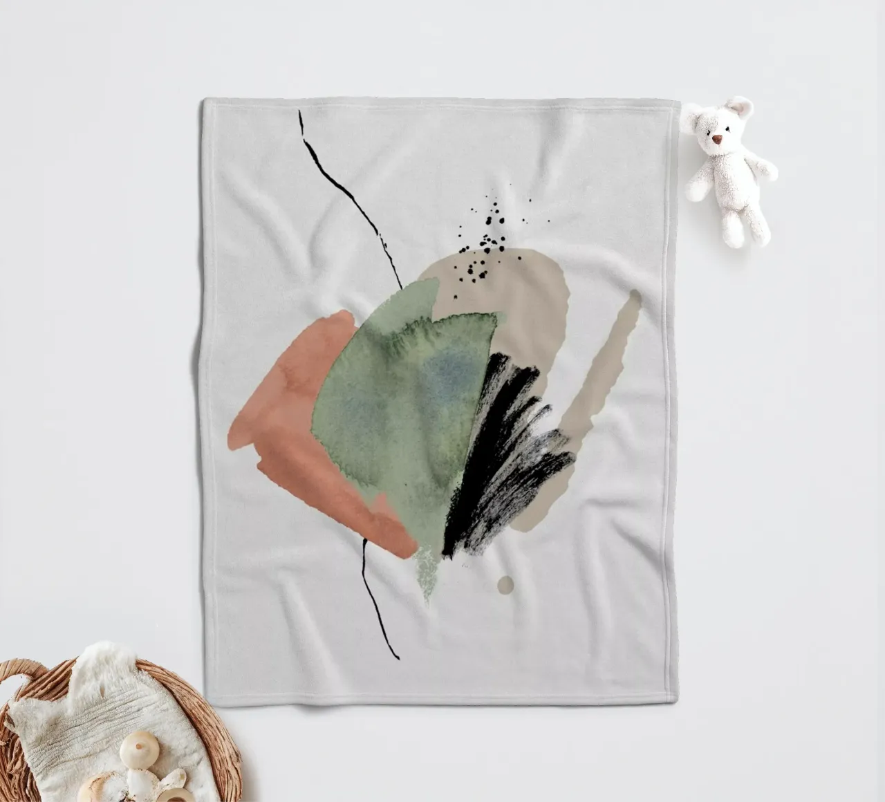 Sage On Sand fleece blanket by Studio One