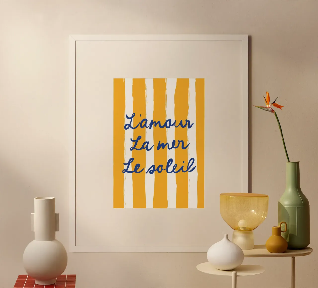 l'amour, la mer, le soleil poster con telaio in alluminio da modeern