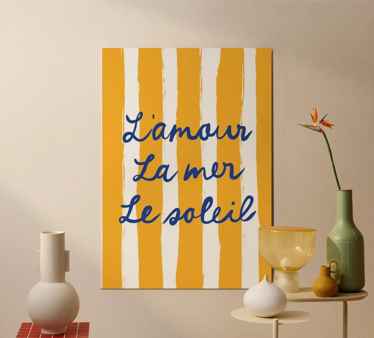 l'amour, la mer, le soleil poster con telaio in alluminio da modeern
