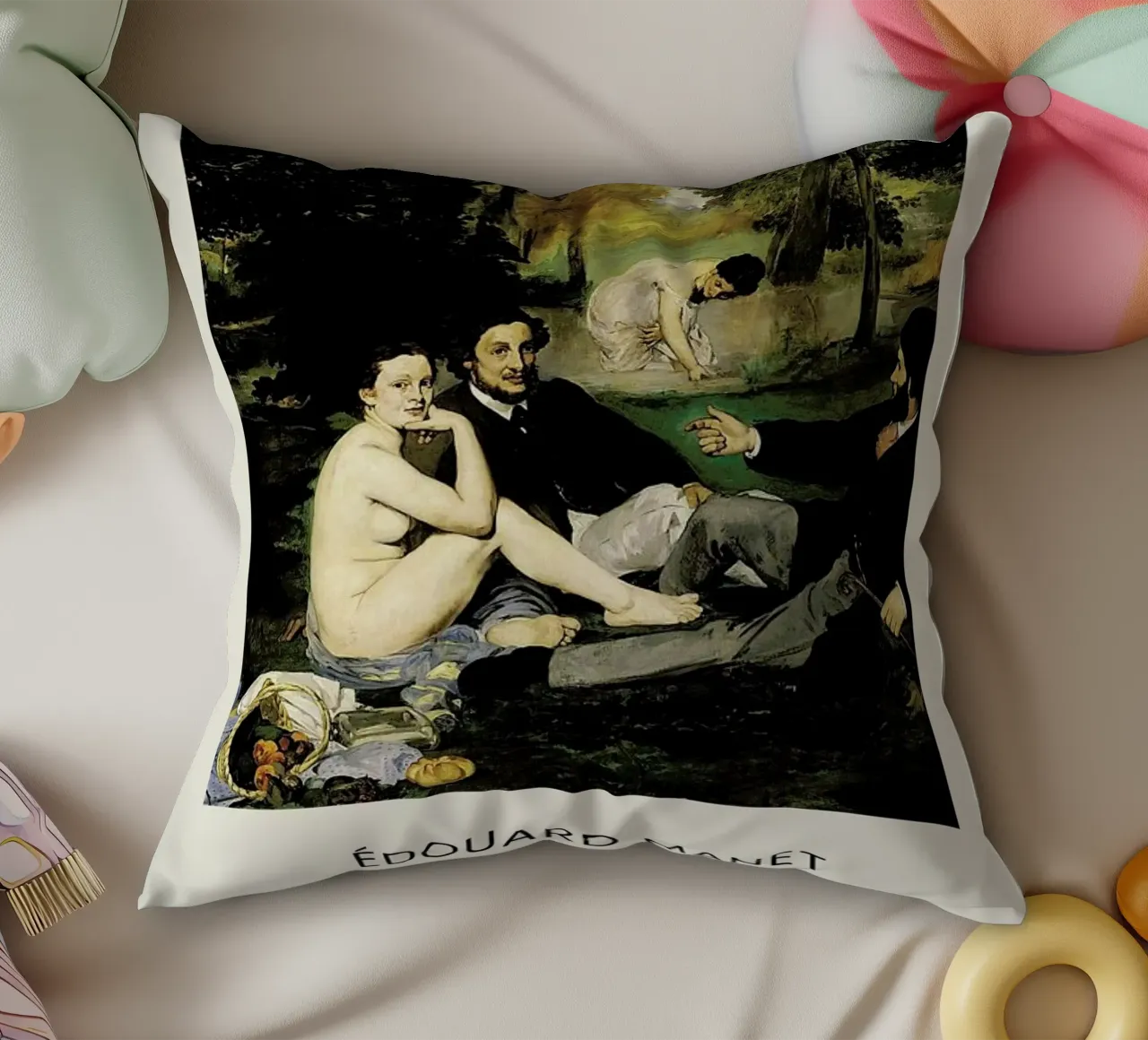 Manet - Le Déjeuner sur l'herbe cuscino da Vintage by JUNIQE