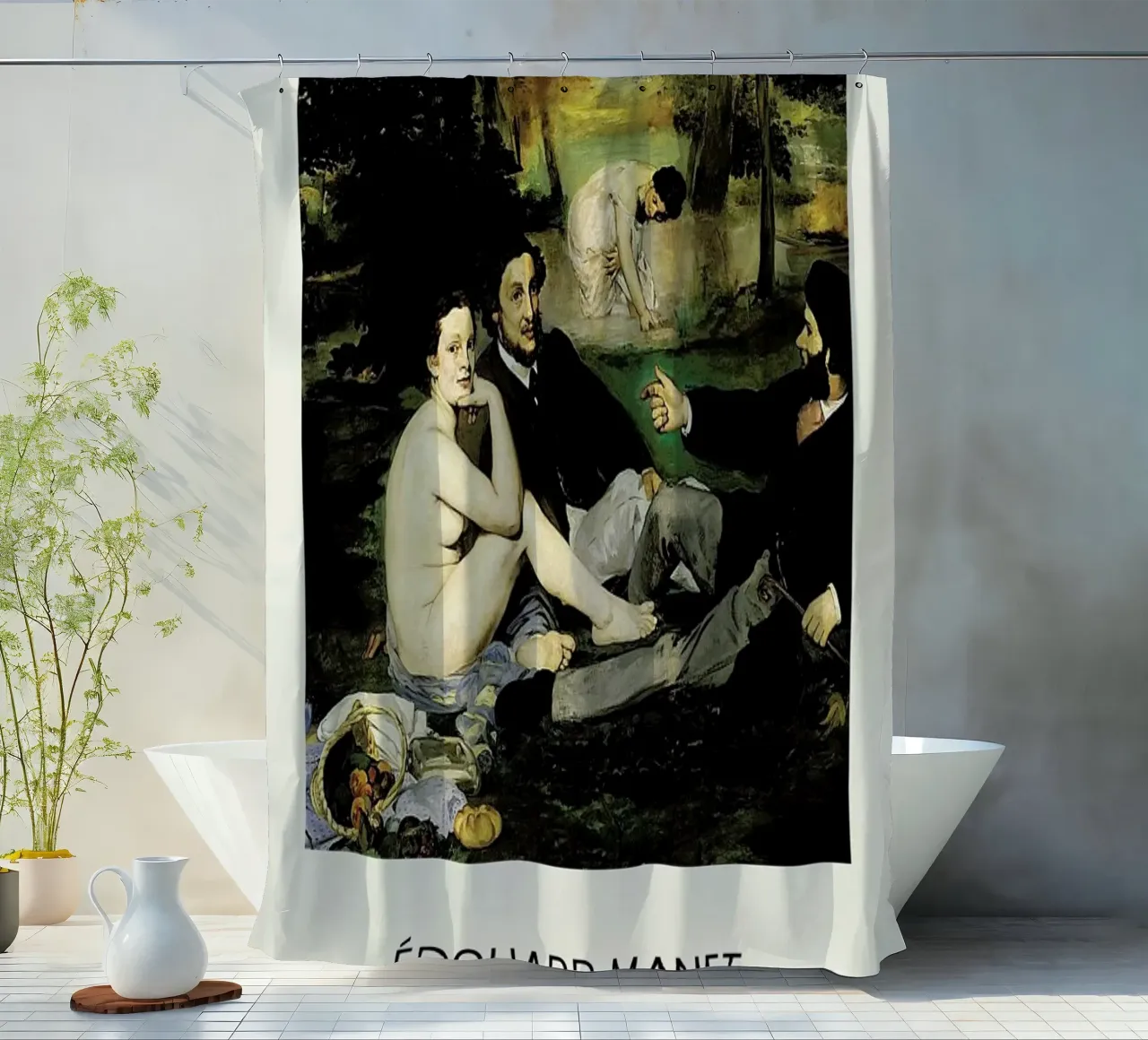 Manet - Le Déjeuner sur l'herbe tenda da doccia da Vintage by JUNIQE
