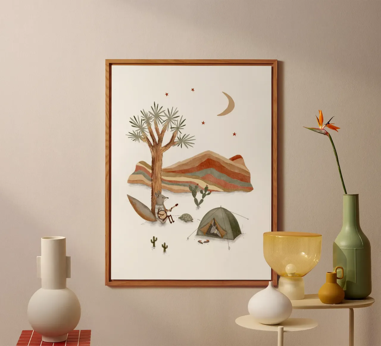 Serenata al chiaro di luna nel deserto, decorazione per camera in stile bohémien alluminio dibond da Urchin Bay Art