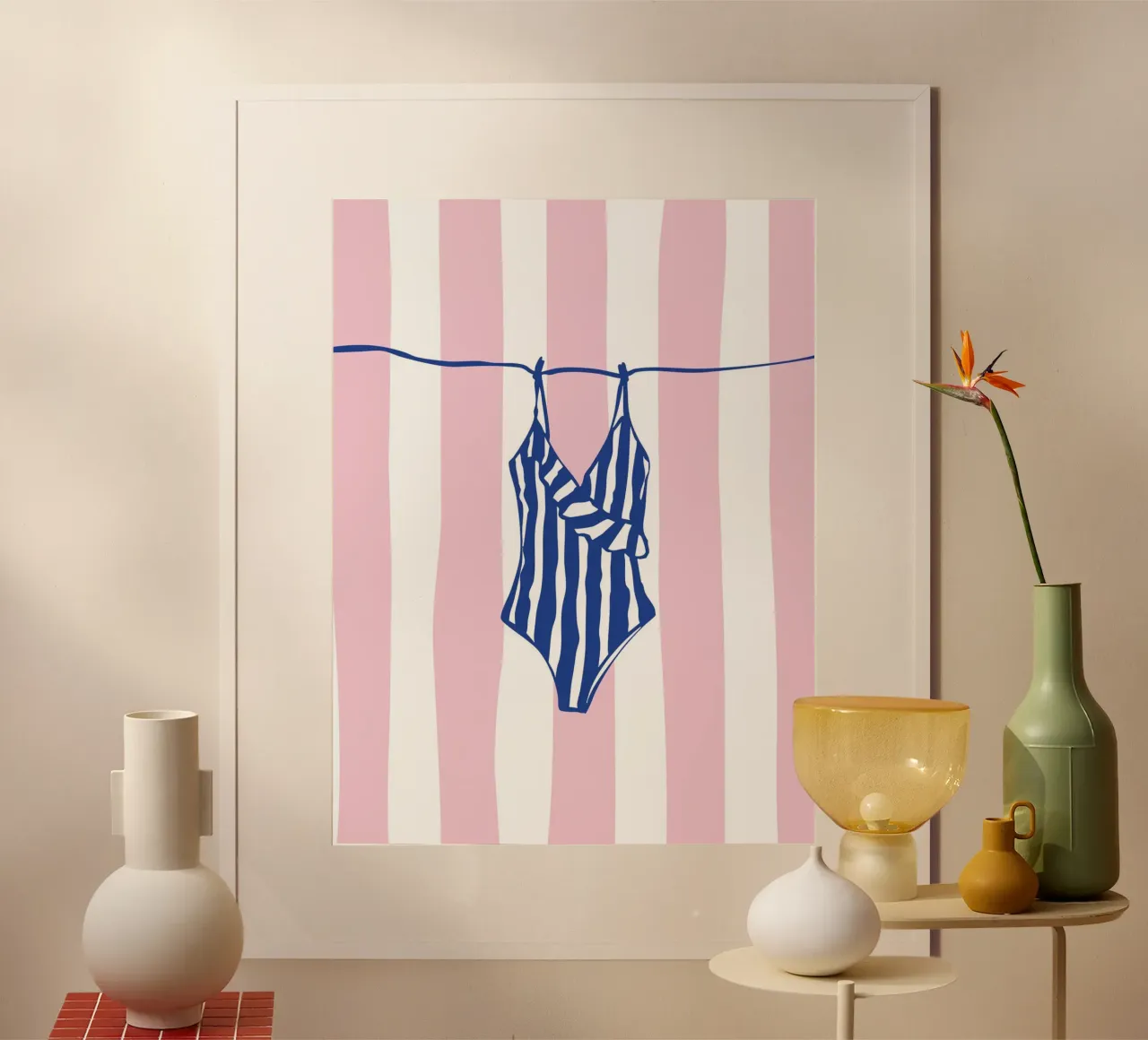 Badeanzug & Streifen Poster von modeern