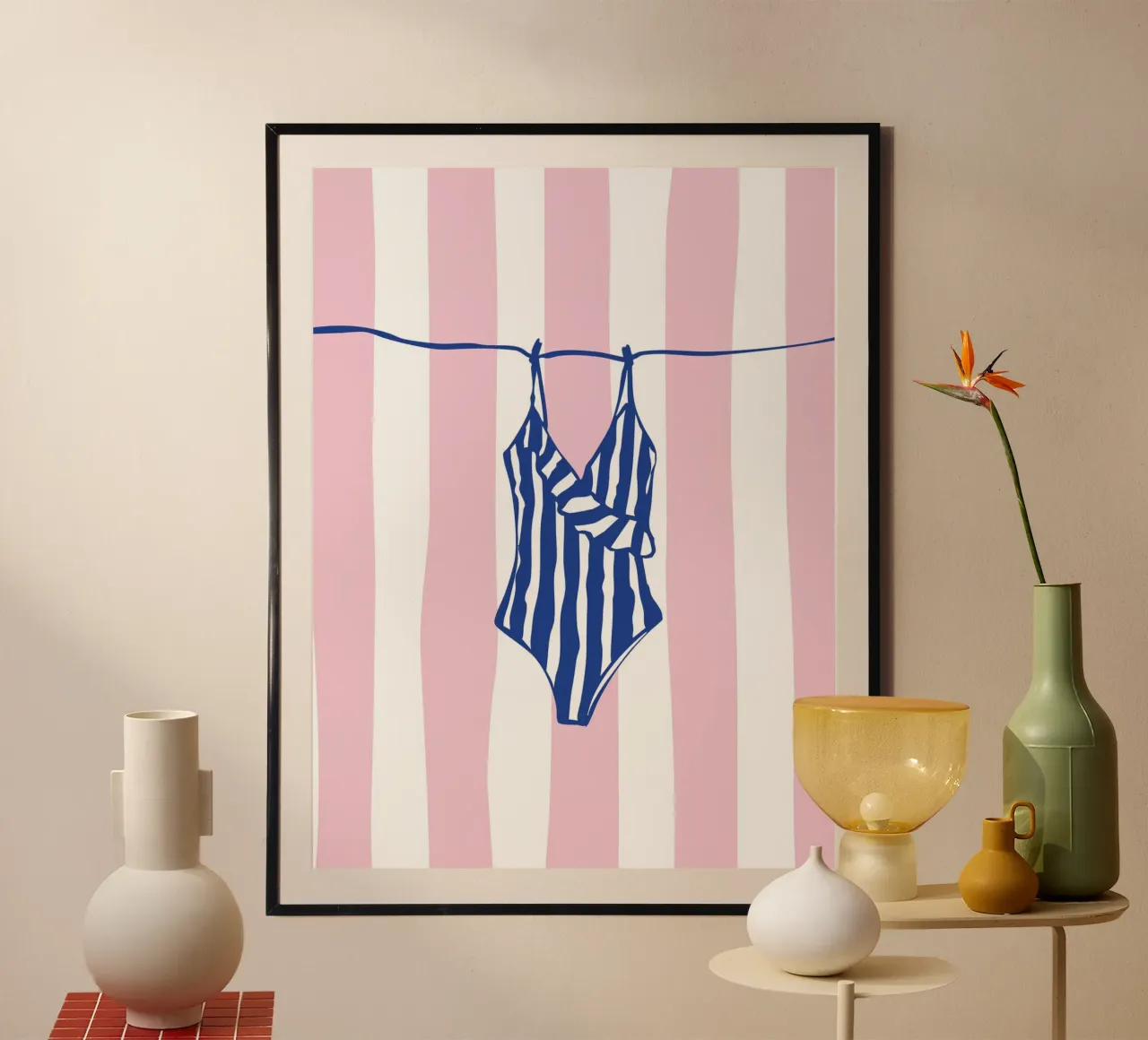 Badeanzug & Streifen Poster von modeern