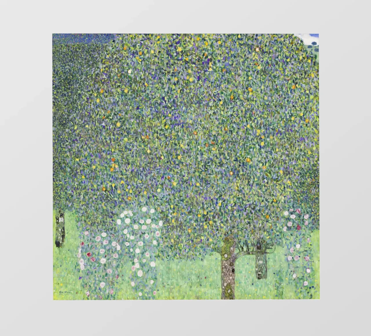 "Rosensträucher unter Bäumen (1905) - Gustav Klimt Kunstdruck Backlit Folie von Venus Art