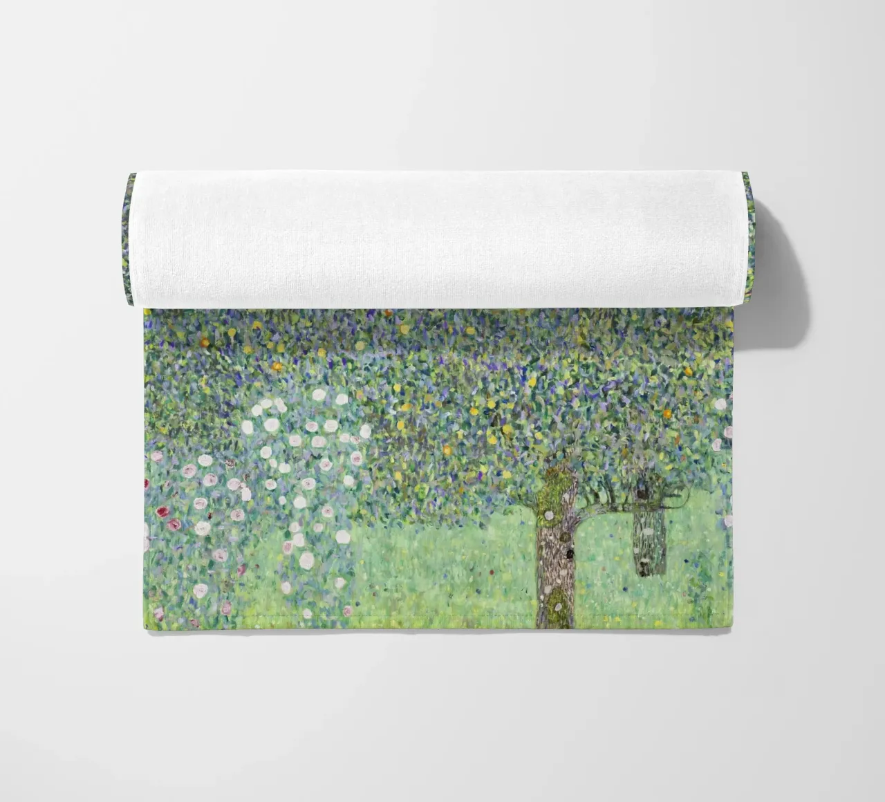 "Rosebushes under the Trees (1905) - Gustav Klimt Art Print beach towel by Venus Art