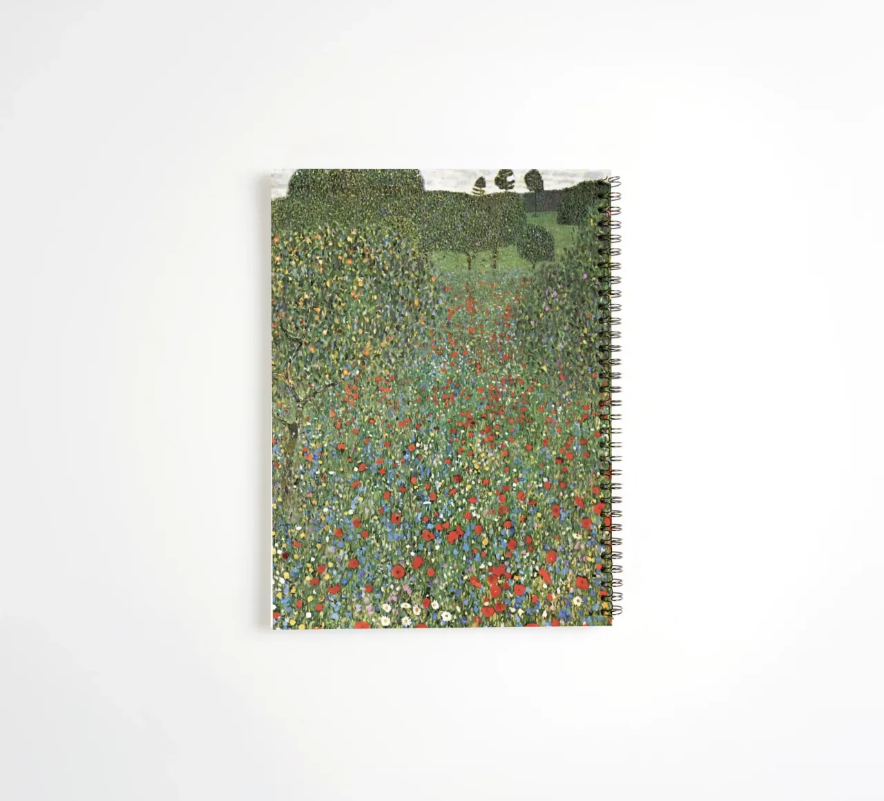 Poppy Field (Poppy Field, 1907) - Gustav Klimt Art Print spiral notebook by Venus Art