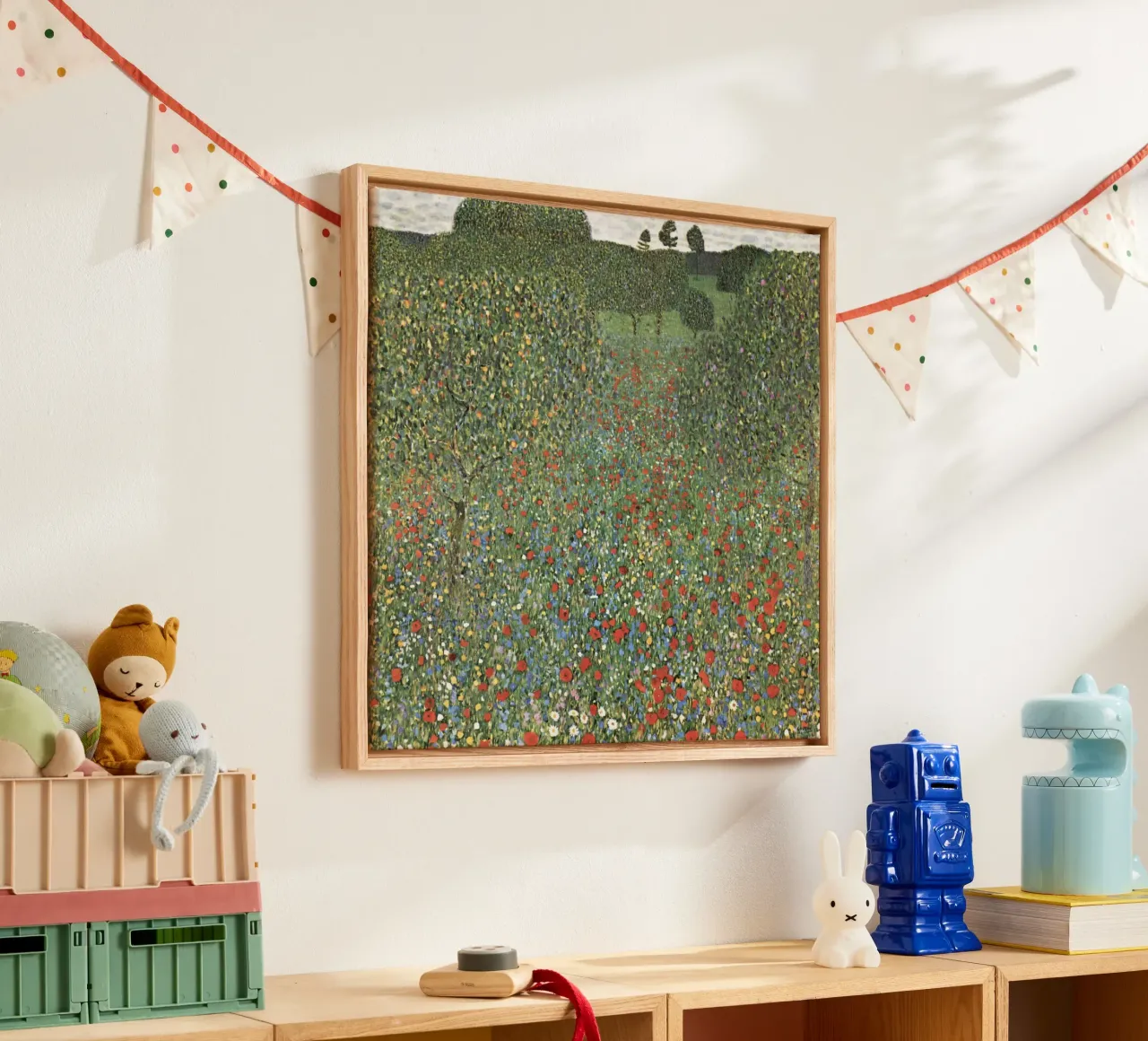 Poppy Field (Poppy Field, 1907) - Gustav Klimt Art Print canvas with Floater frame by Venus Art