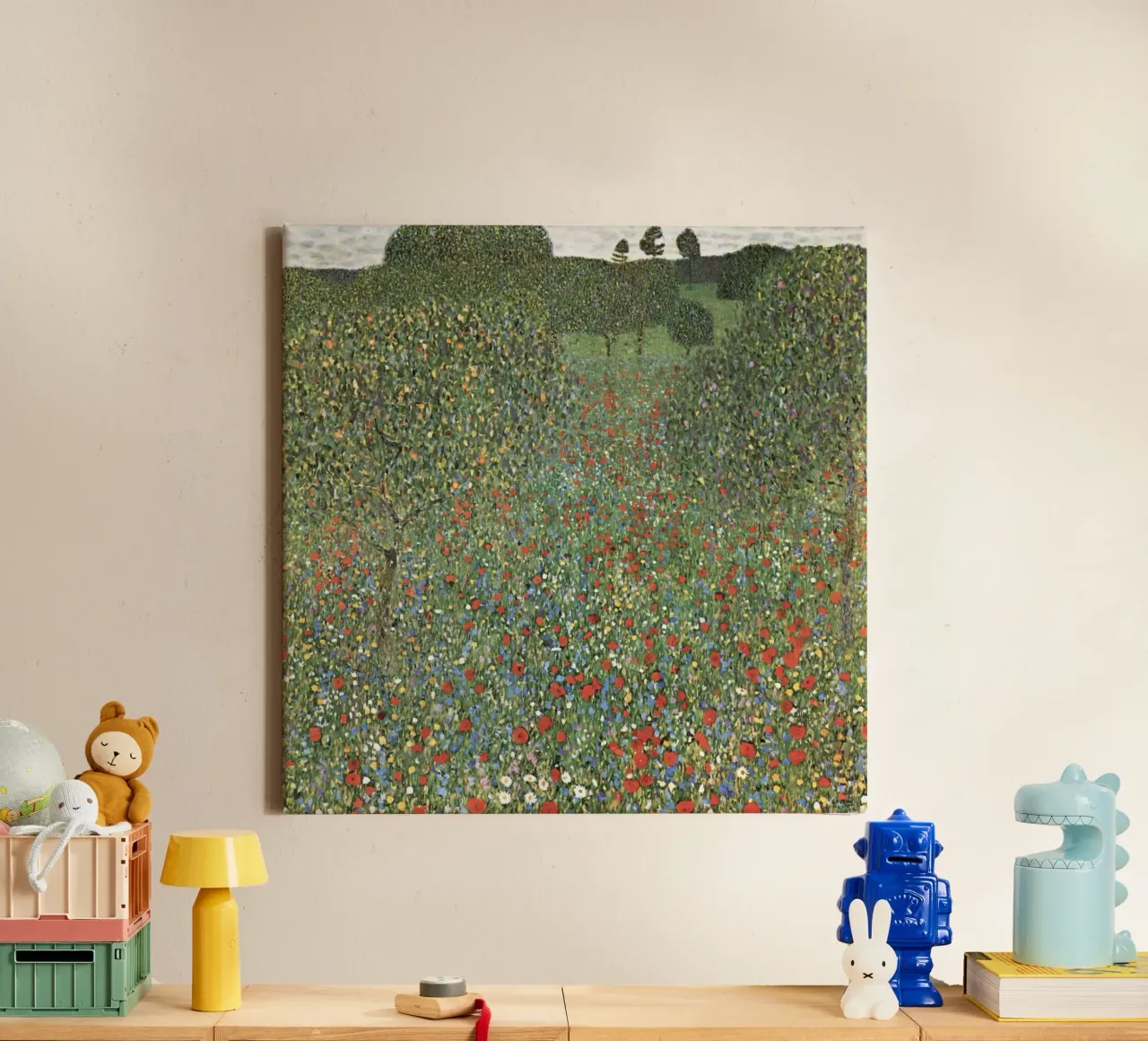Poppy Field (Poppy Field, 1907) - Gustav Klimt Art Print canvas with Floater frame by Venus Art