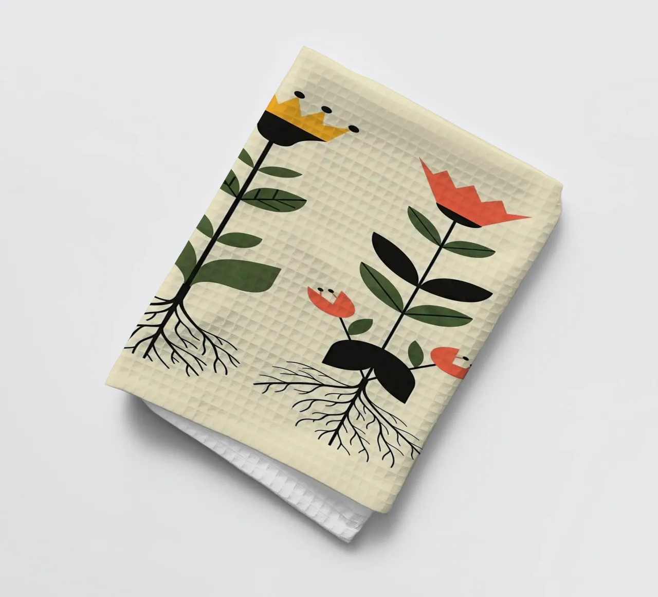 Floral bauhaus #024: Earthly Crowns theedoek van Zen Design