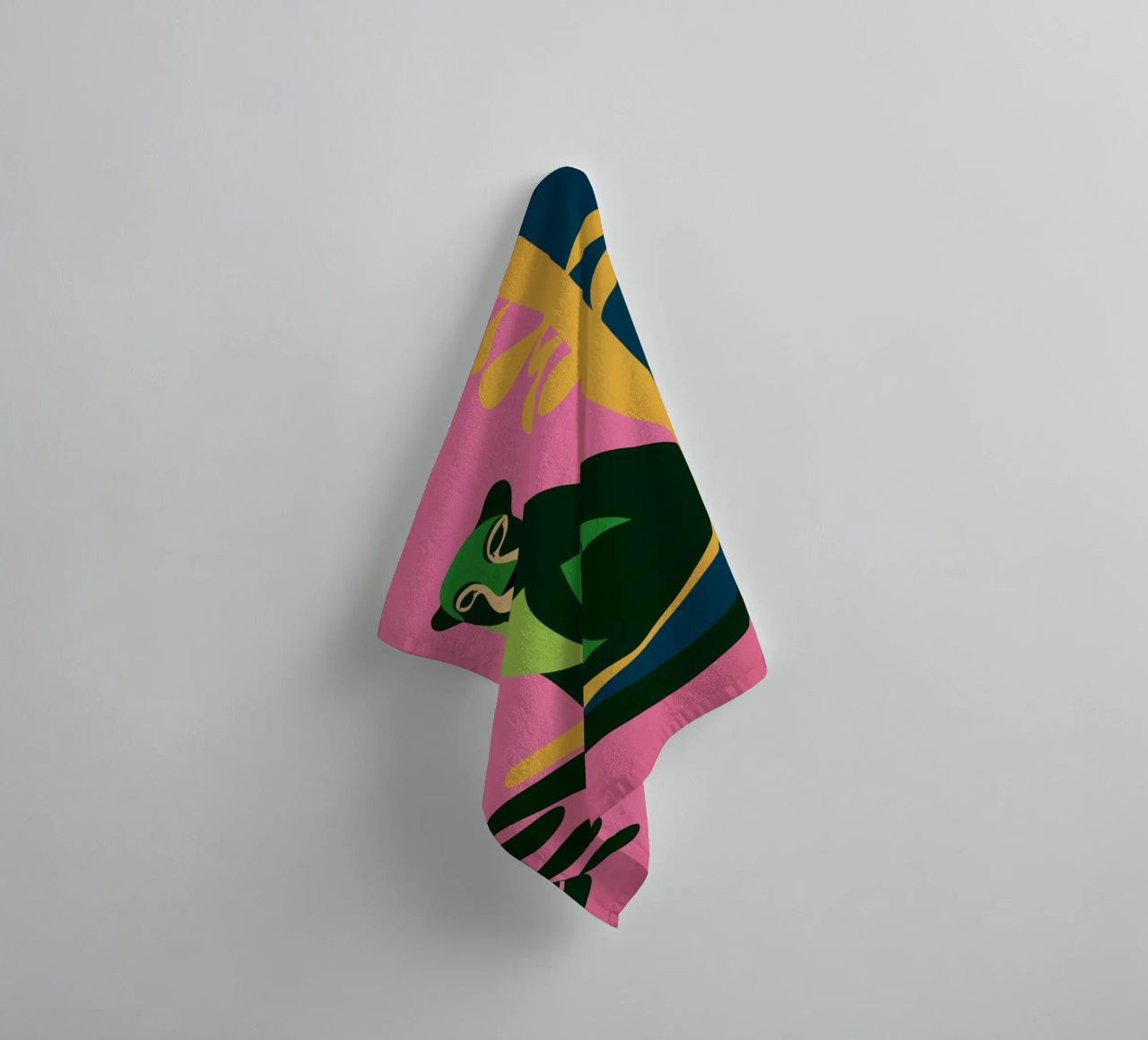 Portrait Roi de la jungle rose-vert-doré de luxe serviette de bain de Autofocus