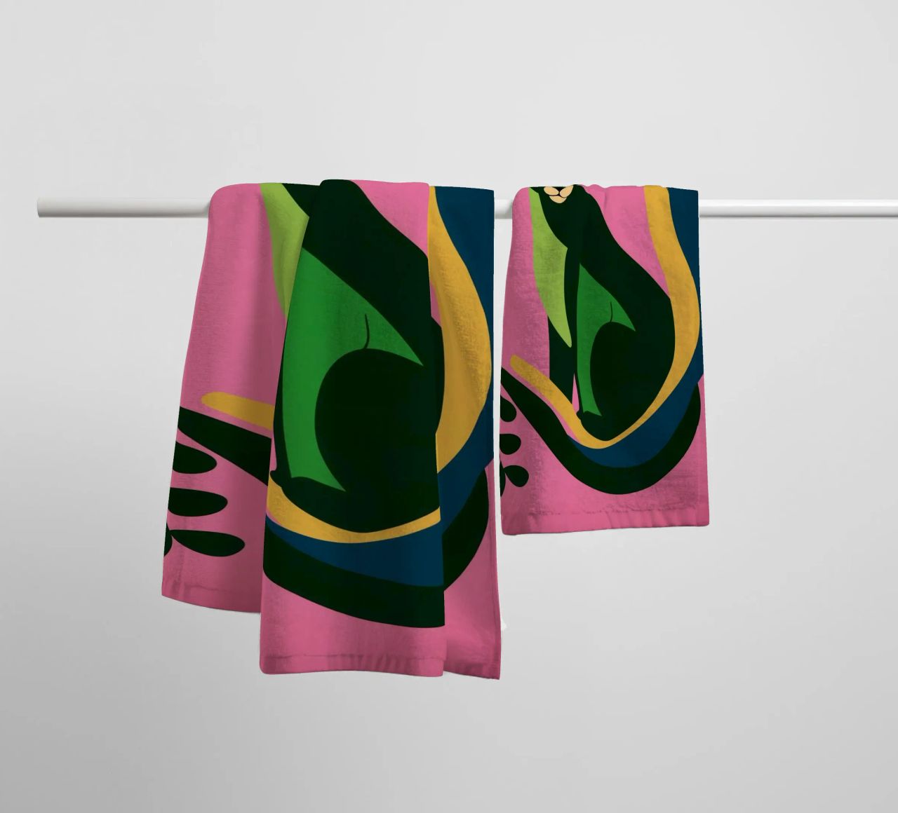 Portrait Roi de la jungle rose-vert-doré de luxe serviette de bain de Autofocus