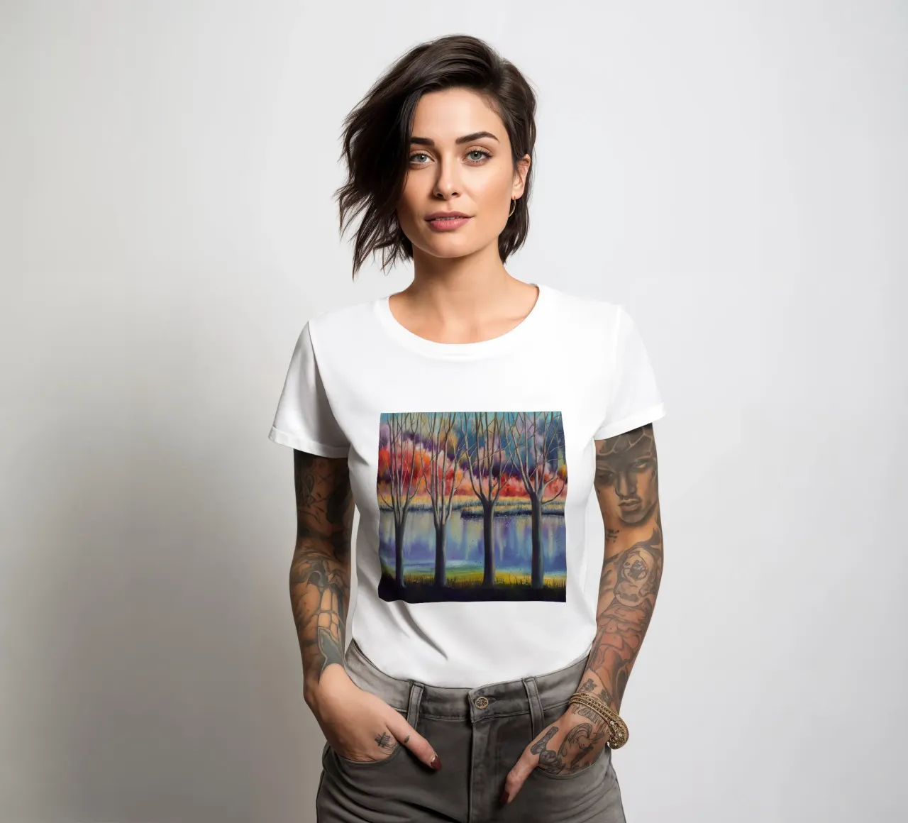 Herfst Spiegeldans dames t-shirt getailleerd van Verve Pigments