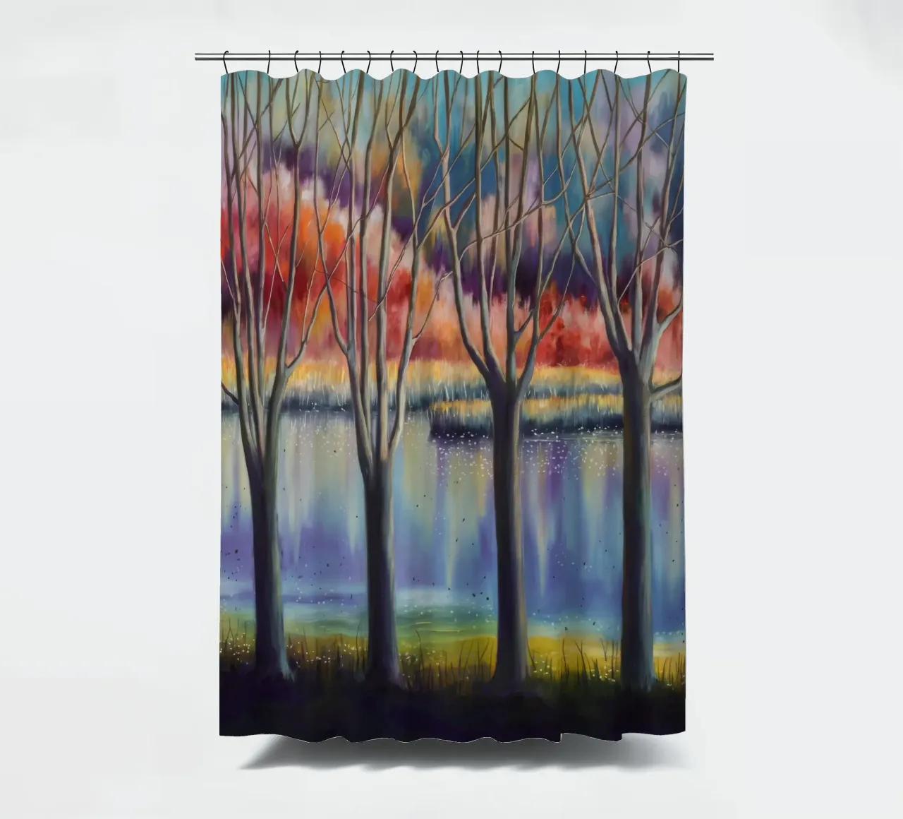 Herbst-Spiegeltanz Duschvorhang von Verve Pigments