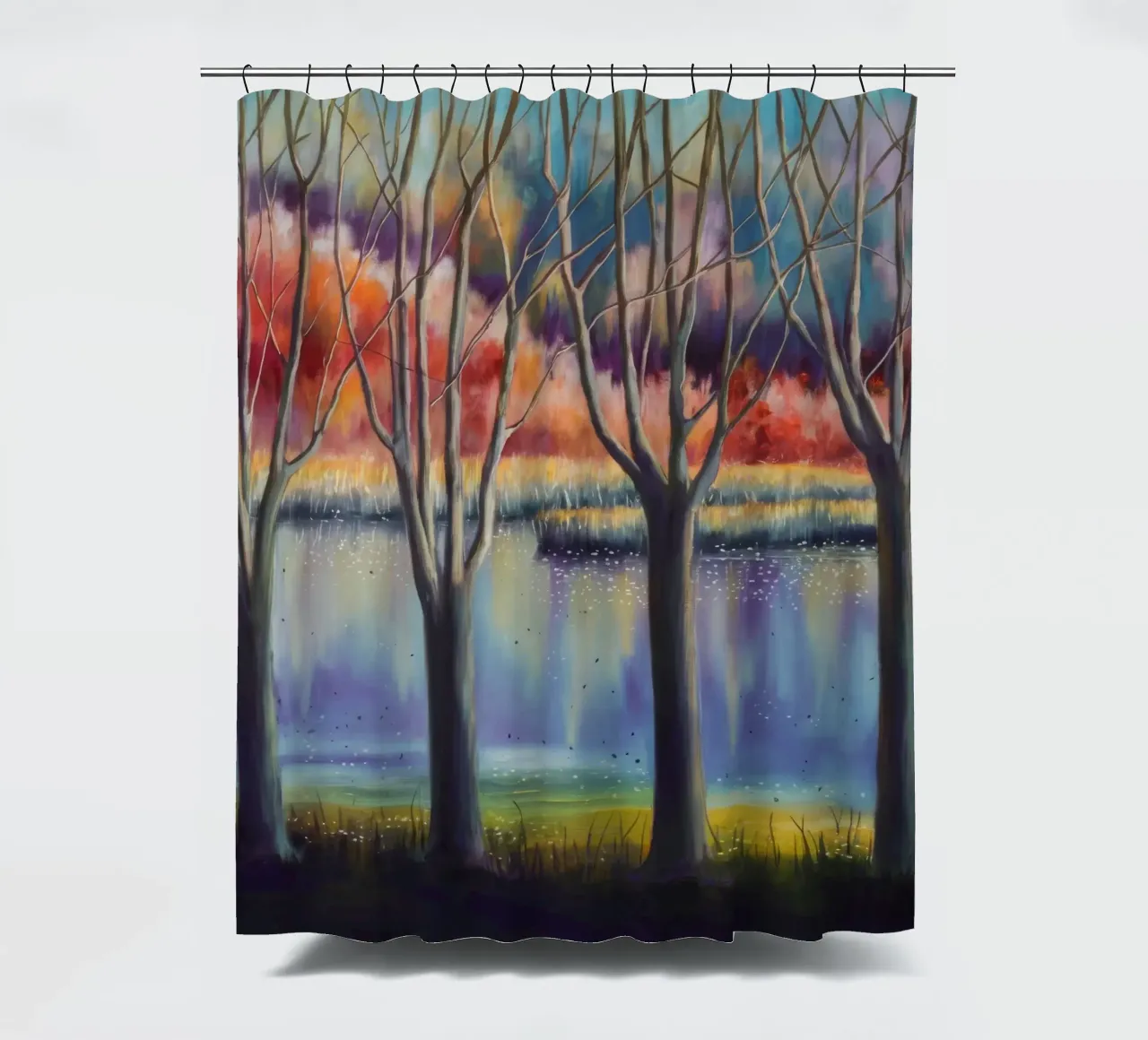 Herbst-Spiegeltanz Duschvorhang von Verve Pigments