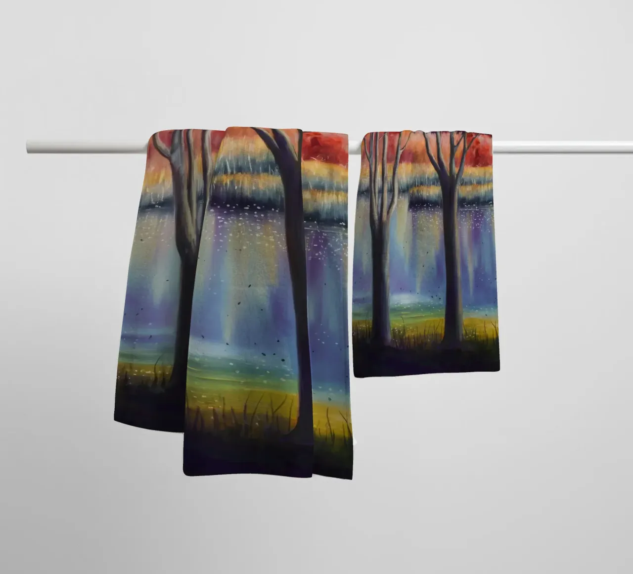 Danza degli specchi d'autunno asciugamano da bagno da Verve Pigments