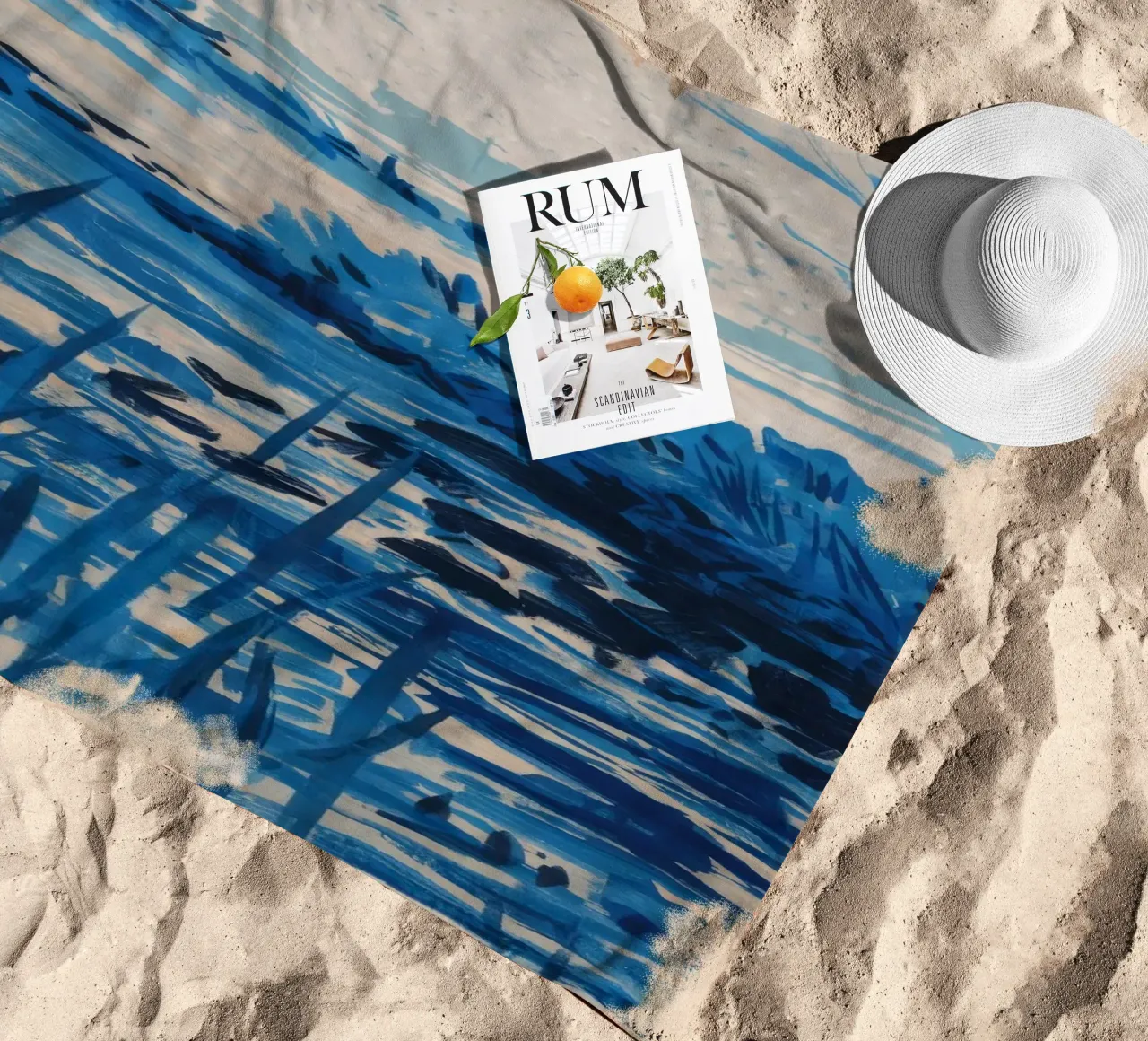 Blue Reeds Frost beach towel by Verve Pigments