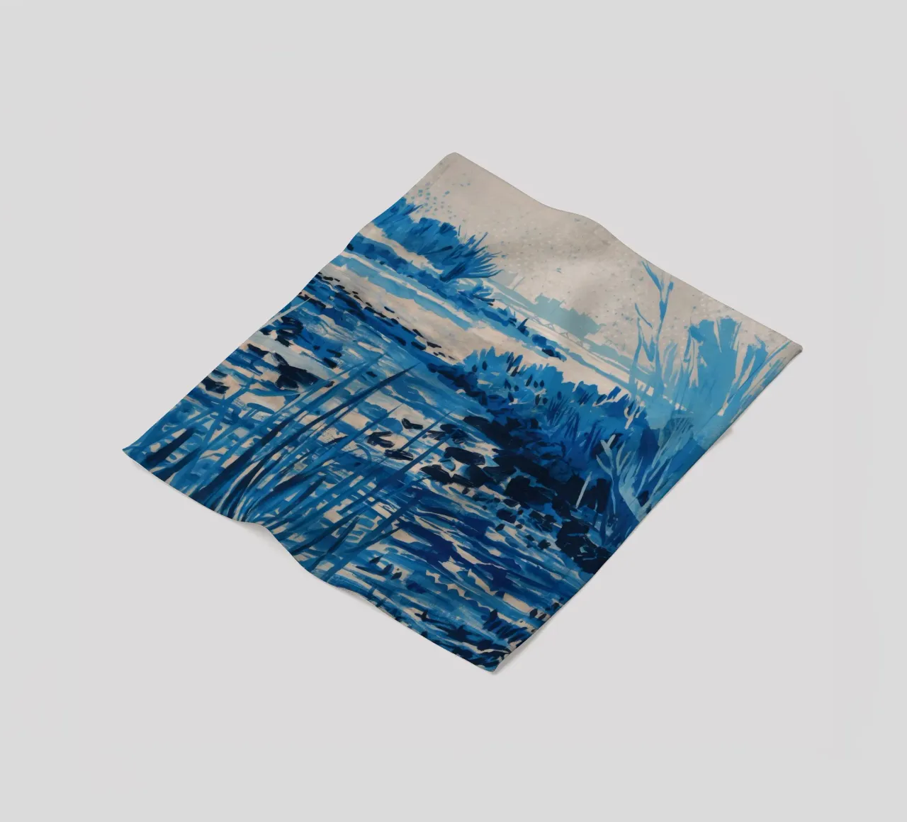 Blue Reeds Frost fleece blanket by Verve Pigments
