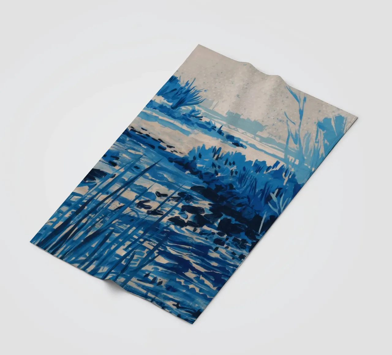 Blue Reeds Frost fleece blanket by Verve Pigments